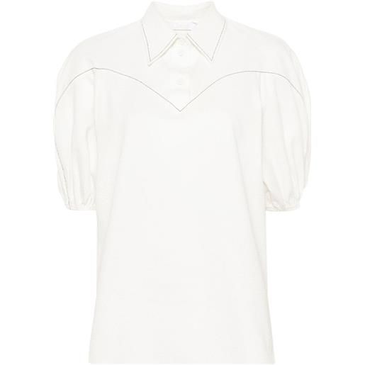 Chloé blusa oberteil con motivo jacquard - bianco