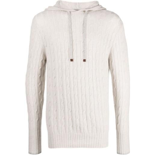 N.Peal cable-knit cashmere hoodie - grigio