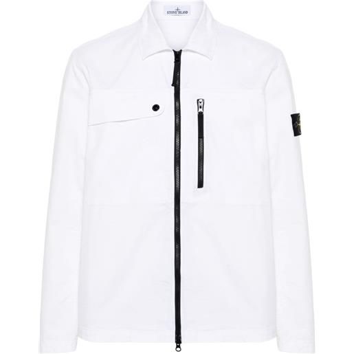 Stone Island giacca-camicia con applicazione compass - bianco