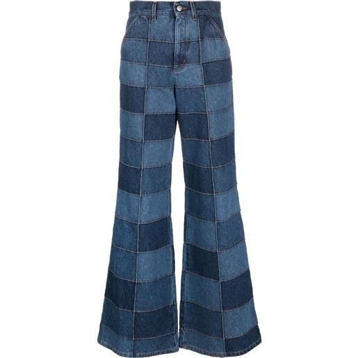 Chloé jeans a gamba ampia con design patchwork - blu