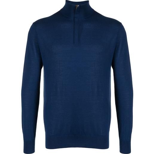 N.Peal maglione con mezza zip the regent - blu