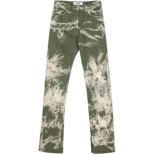 MSGM jeans affusolati con ricamo - verde