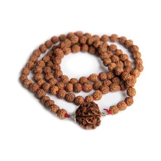 Wonder Care autentico rudraksh mala con 4 mukhi bead - veri semi di rudraksha himalayano, ornamento religioso, rosario japa mala collana - importato dal nepal, unisex