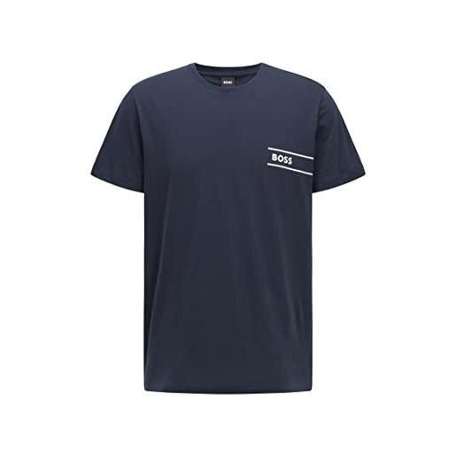 BOSS cotton-jersey underwear t-shirt with stripes and logo maglietta, dark blue, m uomo