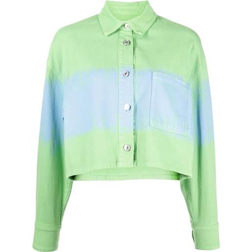 MSGM giacca denim con fantasia tie-dye - verde