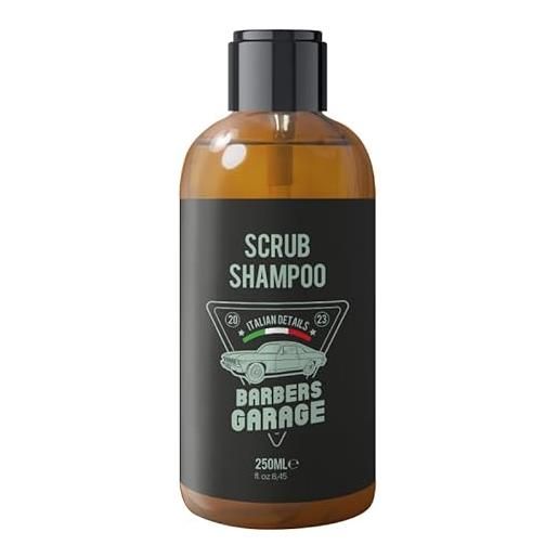 Veana barbers garage esclusivo scrub shampoo (250 ml) - italian details - combatte efficacemente forfora, arricchito con pirocton, aloe vera e camomilla, pulisce il cuoio capelluto. 