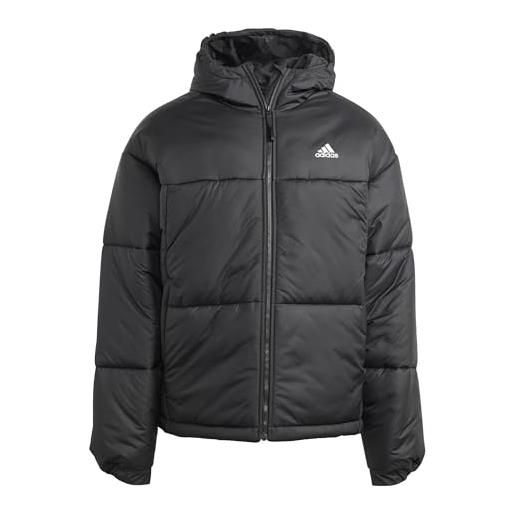 adidas giacca da uomo bsc 3-stripes puffy con cappuccio di peso medio, nero