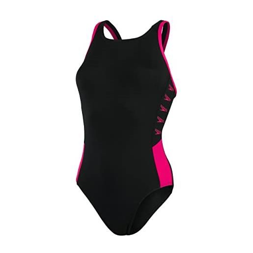 Speedo boom logo splice muscleback costume intero donna, nero(nero/fucsia), 28