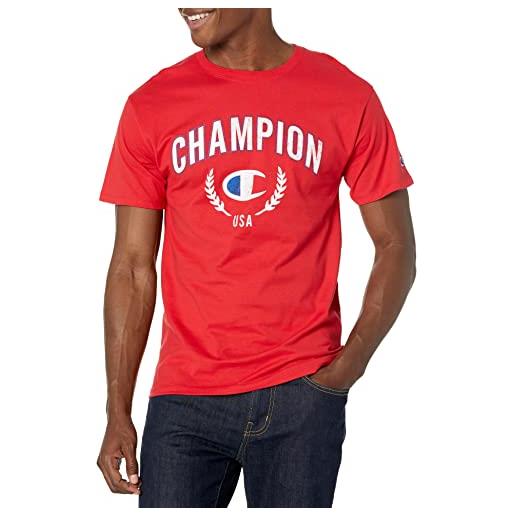 Champion maglietta da uomo, girocollo in cotone, maglietta da uomo, con logo usa, arco scarlatto sopra c logo, l