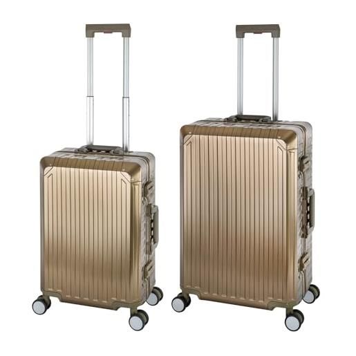 Travelhouse tokyo t6035 - trolley da viaggio in alluminio, diverse misure e colori, gold, handgepäck & mittlerer koffer set, set di valigie