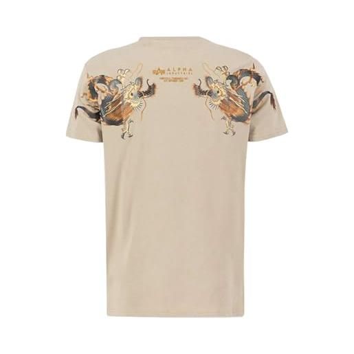 Alpha industries maglietta dragon emb da uomo t-shirt, vintage sand