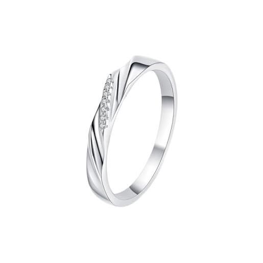 Homxi fedine argento 925 donna, anello fedina fidanzamento rotondo con moissanite 0.028ct anelli donna argento fidanzamento misura 18(59mm)