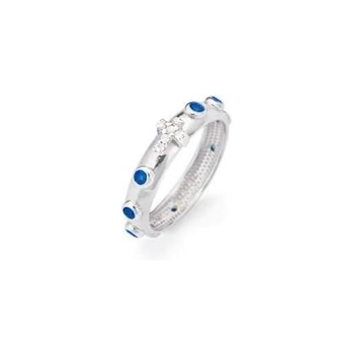 gioiellitaly anello rosario argento 925 liscio grani e croce con pietre blu e bianche anello preghiera unisex gioiello uomo donna
