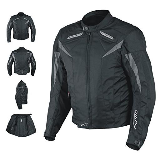 A-Pro giacca tessuto moto protezioni ce manica staccabile gilet termico nero xl