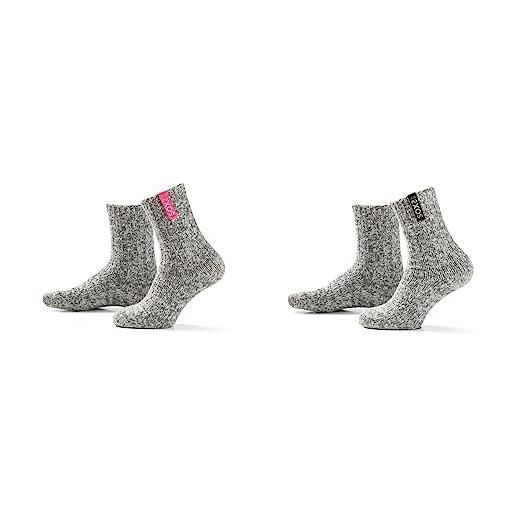 LK Trend & Style calzini da donna soxs in lana di pecora, caldi, anti-graffio, calze da donna, taglia unica, mix - 2 paia di calzini nero/rosa, taglia unica