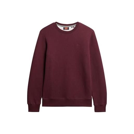 Superdry essential logo crew sweatshirt maglia di tuta, track burgundy marl, xl uomo
