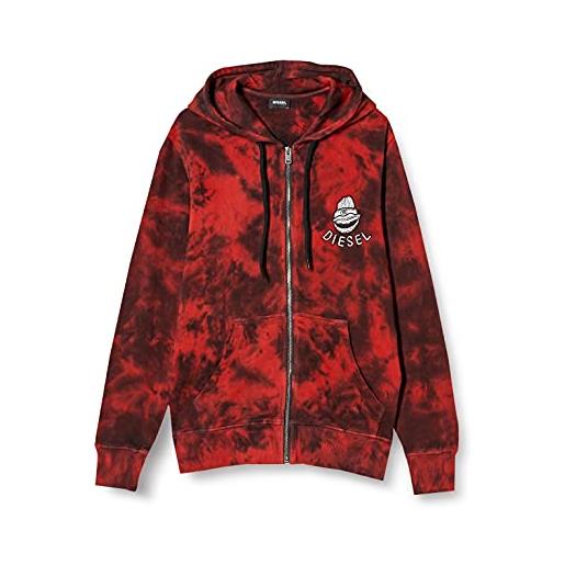 Diesel felpa da uomo bmowt-brandi-zb, nero/rosso, medium