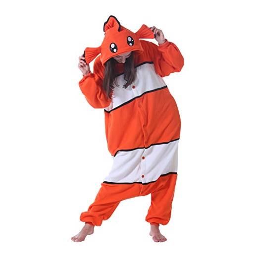 DELEY unisex adulto pesce tutina, halloween cosplay costume animale pigiama homewear indumenti da notte tuta