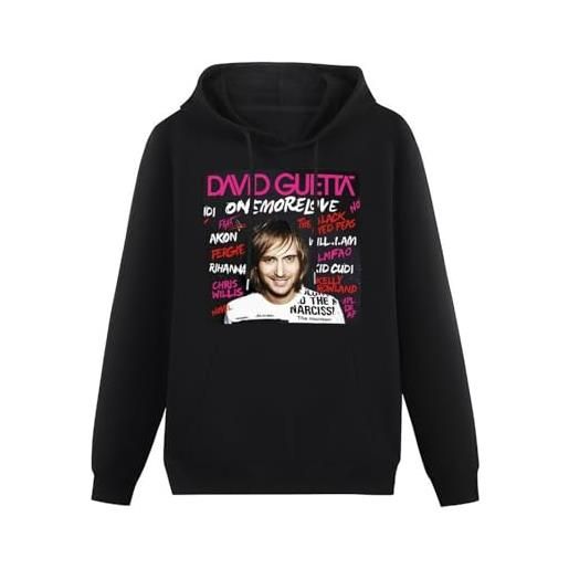 AuduE david guetta one more love mens funny men's hooded with pocket o neck size xl