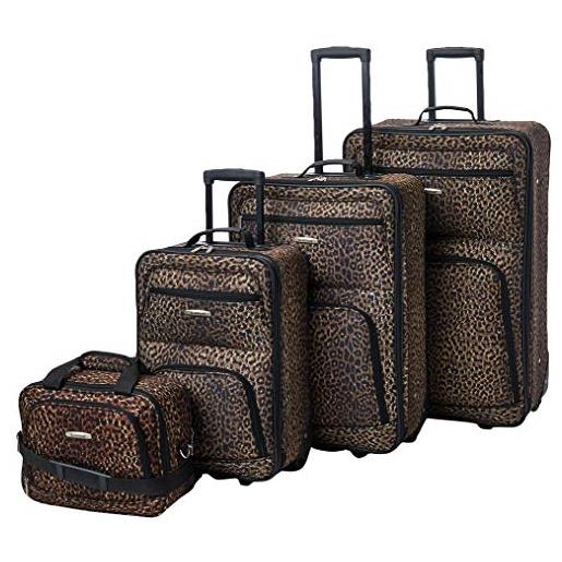 Rockland set di valigie da 4 pezzi, taglia unica, 4 pezzi, leopard, taglia unica, jungle softside - set di valigie verticali