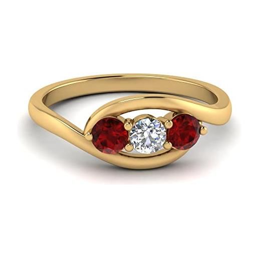 55Carat anello con 3 pietre incrociate placcato oro giallo rubino sintetico rotondo forma 3 anelli di fidanzamento in pietra polo impostazione taglia 58 i regali