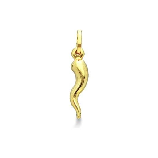 gioiellitaly cornetto piccolo oro giallo 18 kt portafortuna scaramantico gioiello uomo donna unisex lungo 1 cm