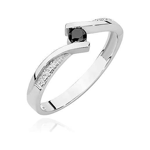 Lumari Gold anello da donna in oro 585 14 carati, con diamanti neri e brillanti, 15 (17,5), diamante, 