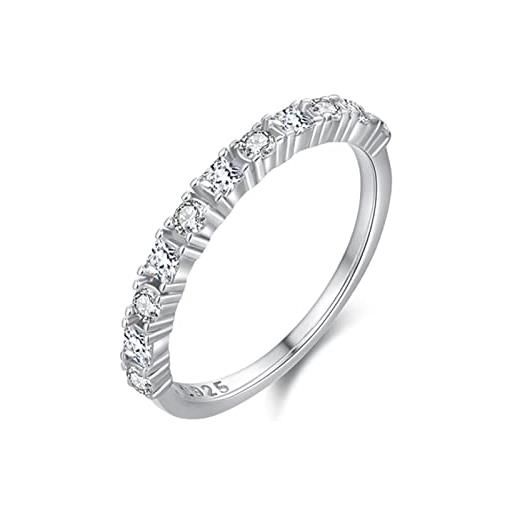BCughia veretta, veretta argento strass argento sterling design in argento con diamanti a fila singola nozze anello donna 20 misura
