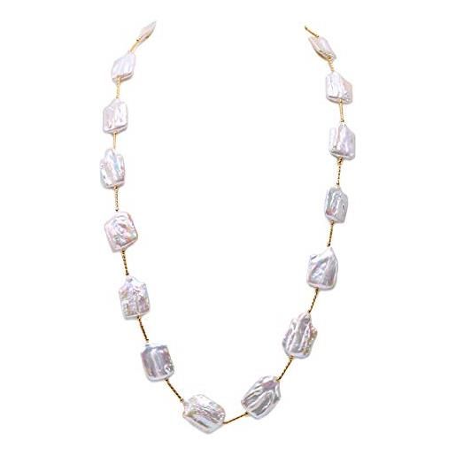 JYX Pearl jyx collana di perle barocche d'acqua dolce-bianche