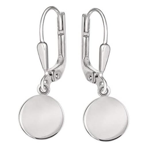 Clever schmuck orecchini da donna in argento, 27 mm, con mini piastrine rotonde, diametro 10 mm, in argento sterling lucido, con custodia bianca, lucido