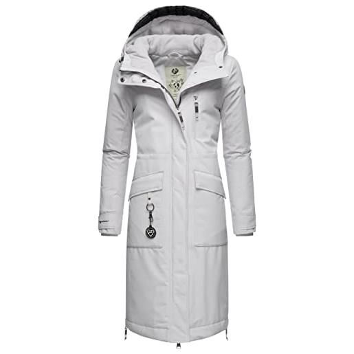 Ragwear cappotto invernale da donna caldo parka lungo in materiale riciclato refutura remake xs-6xl, grigio, xs