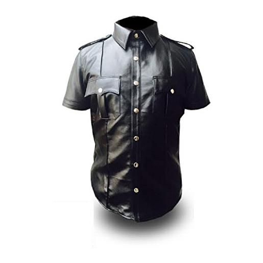 Leather Addicts camicia da uomo in finta pelle sintetica nera in taglie nero veste petto 102 cm