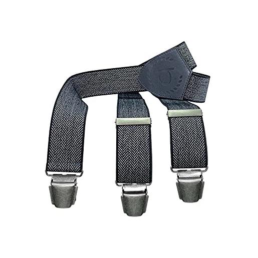 LLOYD Men´s Belts bugatti, bretelle da 35 mm, design fishgrat, taglia 120, in pelle bovina con logo 12-blu marino 120 cm