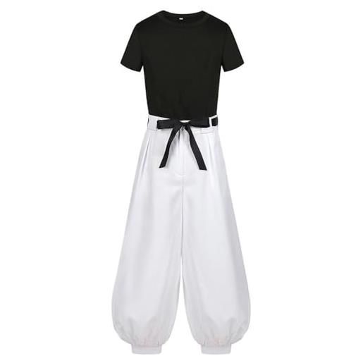 generic toji - pantaloni da uomo alla moda, tinta unita, casual, comodi, elastici, con coulisse, set di pantaloni larghi, bianco, m