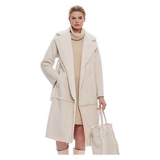 Kocca cappotto lungo con rever e cintura beige donna mod: lawuren size: s