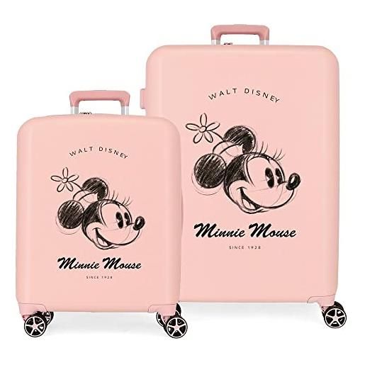Disney set valigie Disney minnie you are magic nude 55/70 cm abs rigido chiusura tsa integrata 88l 6,8 kg 4 doppie ruote bagaglio a mano