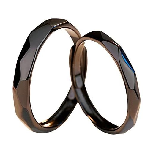 ANAZOZ anelli di coppia argento 925 donna, rombo nero fedine fidanzamento coppia argento regolabile