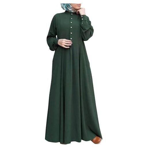 Caxndycing abaya musulmano donna abaya abito da donna musulmano abaya vestito da preghiera ramadan abiti musulmani a maniche lunghe arabo robe ramadan caftano turchia islam, verde, xl