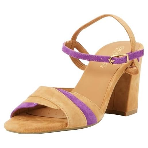 Geox d new eraklia 80d, sandali con tacco donna, beige, 39 eu