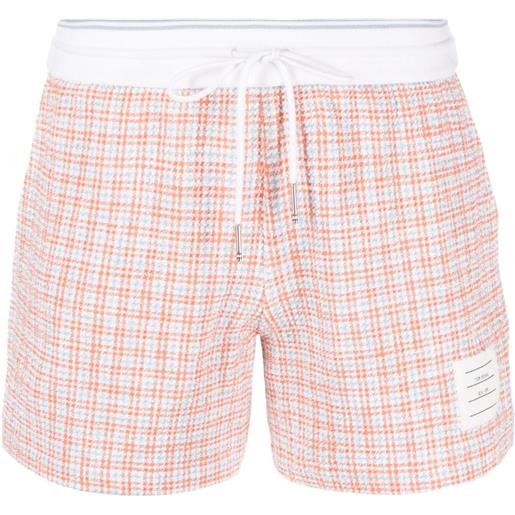 Thom Browne shorts sportivi a quadri - arancione