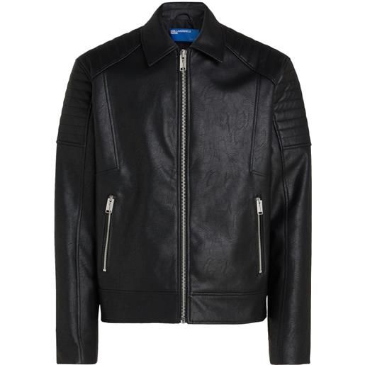 Karl Lagerfeld Jeans giacca-camicia in finta pelle con logo - nero