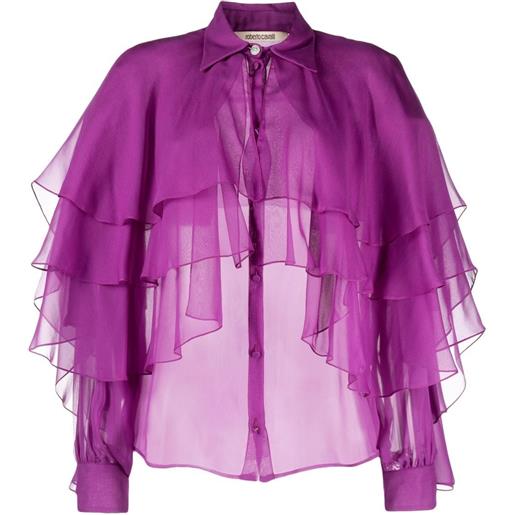 Roberto Cavalli camicia semi trasparente - viola