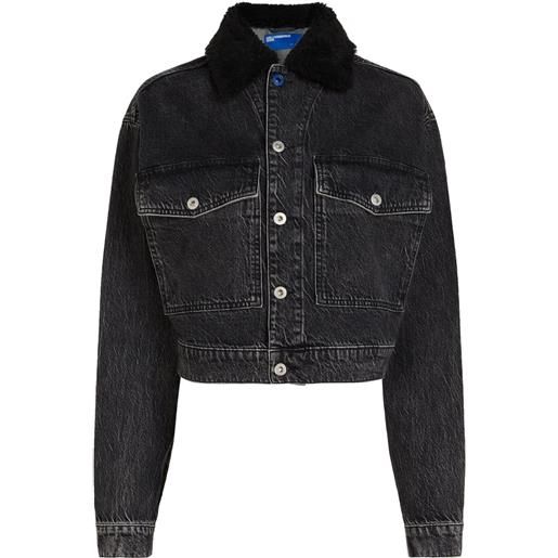 Karl Lagerfeld Jeans giacca denim con collo a contrasto - nero