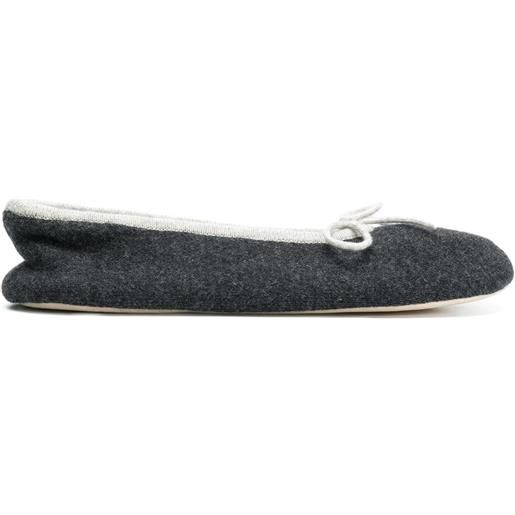N.Peal bow tie slippers - grigio