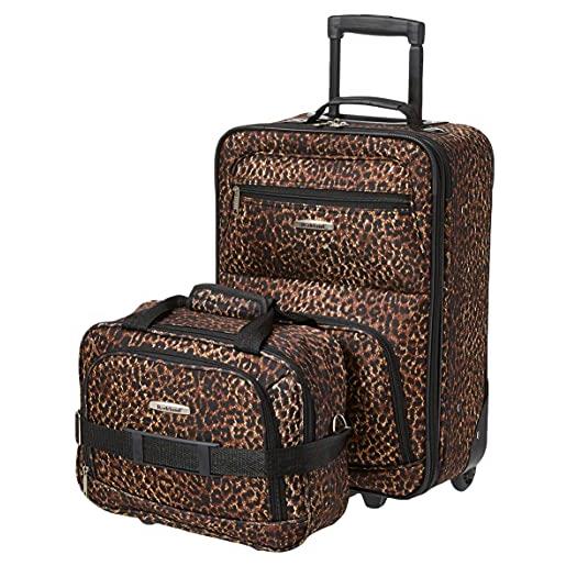 Rockland set di valigie dritte morbide moda, leopard, taglia unica, set di valigie dritte morbide moda