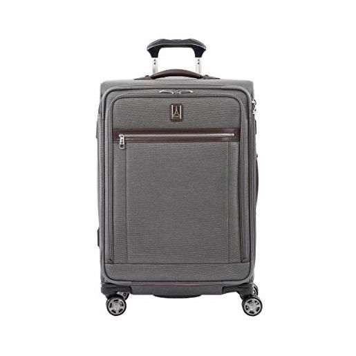 Travelpro platinum elite valigia morbida grande 4 ruote direzionali 71x47x30 cm, estensibile e durevole, 97 litri, ruote magnetiche girevoli, bagaglio viaggio, colore grigio, garanzia 10 anni