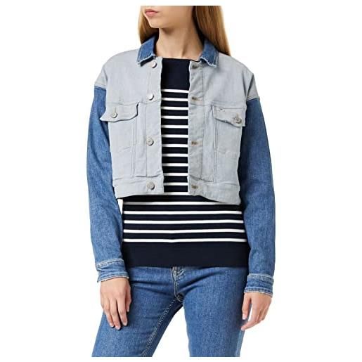 Tommy Jeans tjw cropped trucker giacca in jeans, blu (tj denim colorblock 1a4), large donna
