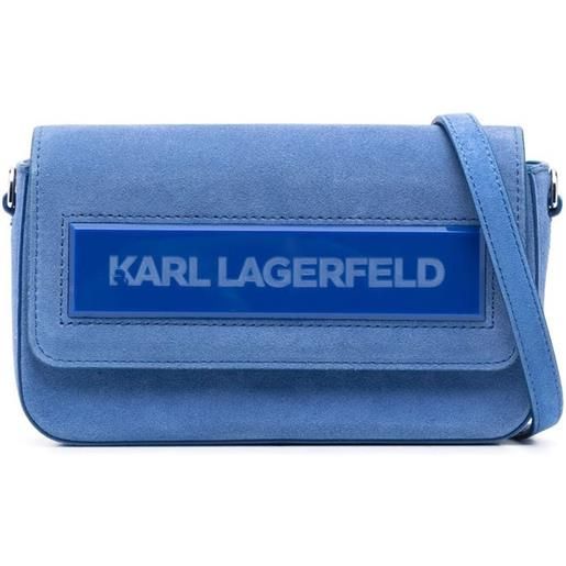 Karl Lagerfeld borsa a spalla ikon k piccola con battente - blu