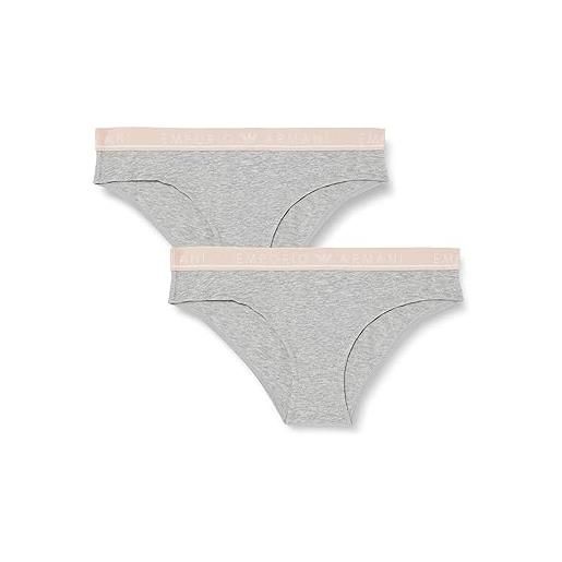 Emporio Armani women's 2-pack iconic logoband brief slip, light grey melange, m (pacco da 2) da donna