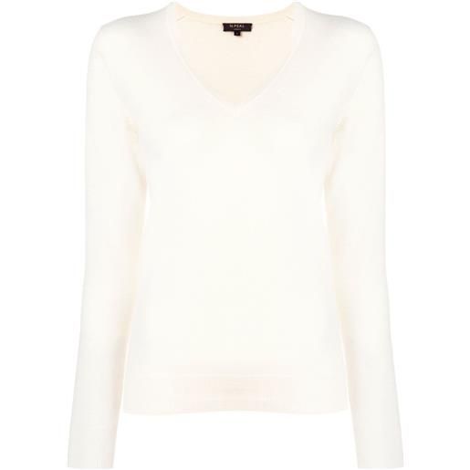 N.Peal maglione con scollo a v - bianco
